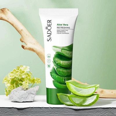 Picture of SADOER Vitamin C Facial Cleanser Rose Aloe Vera Face Wash Natural Moisturizing Deep Cleaning Skins For Women Skin Care Sensitive Skins- 100GM