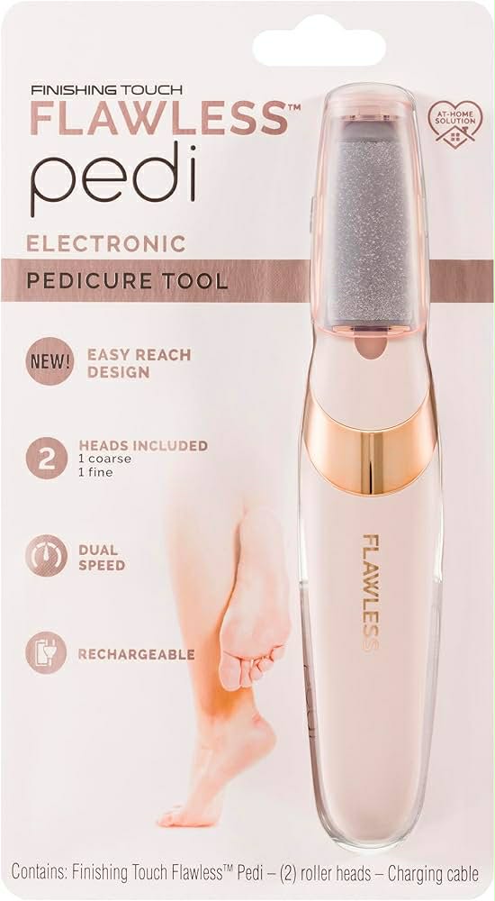 Picture of Pretty Gril Flawless Pedi Electronic Pedicure Tool with Two Roller Heads & Charging Cable