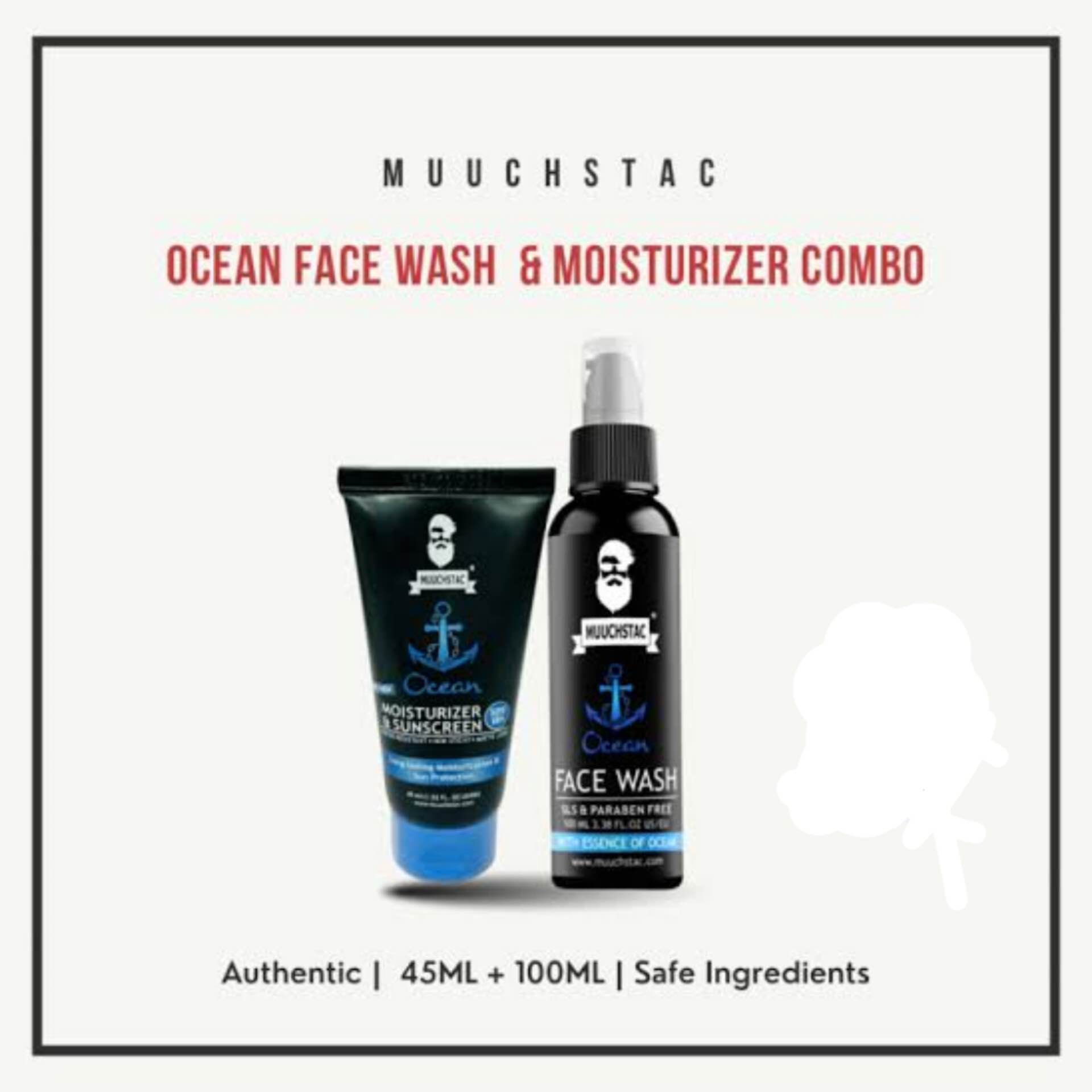 Picture of Muuchstac Ocean Skincare Combo for Men - SPF 18 Moisturizer & Face Wash (45ml+100ml)