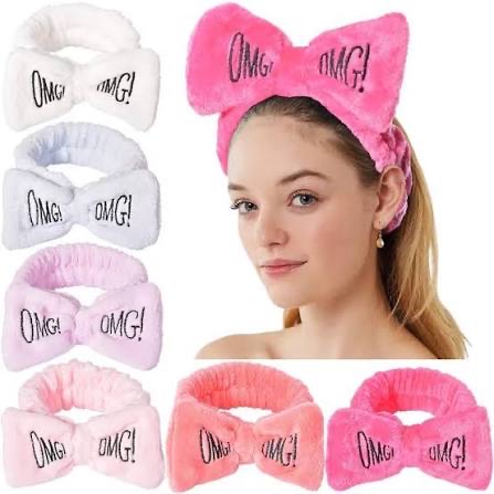 Picture of Women Bow Hair Band Fashion OMG Letters Wash Face Headband Girls Headwear Hairbands Coral Fleece Hair Accessories