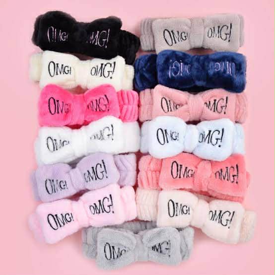 Picture of Women Bow Hair Band Fashion OMG Letters Wash Face Headband Girls Headwear Hairbands Coral Fleece Hair Accessories