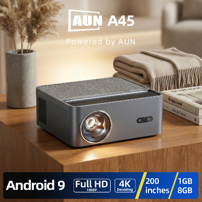Picture of AUN A45 Android 4K Decoding Projector Wifi 1080p Native TV Auto Focus LCD 200 Inch MINI Home Theater (Grey)