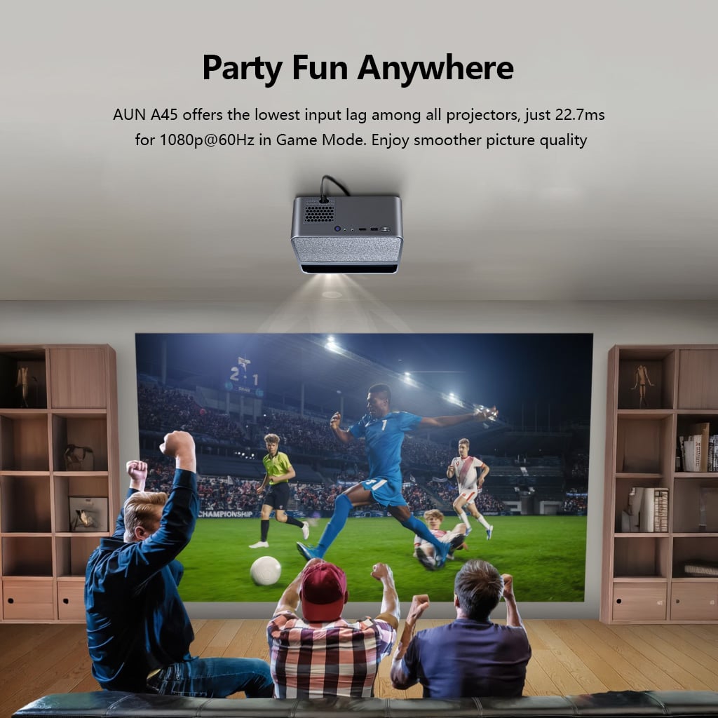 Picture of AUN A45 Android 4K Decoding Projector Wifi 1080p Native TV Auto Focus LCD 200 Inch MINI Home Theater (Grey)