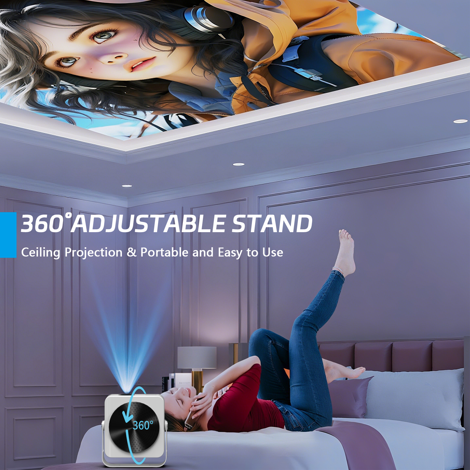 Picture of AUN A005 Android Projector LED 4K Decoding Portable Projector Video Full HD 1080P WIFI 3D MINI Home Theater Cinema (White)