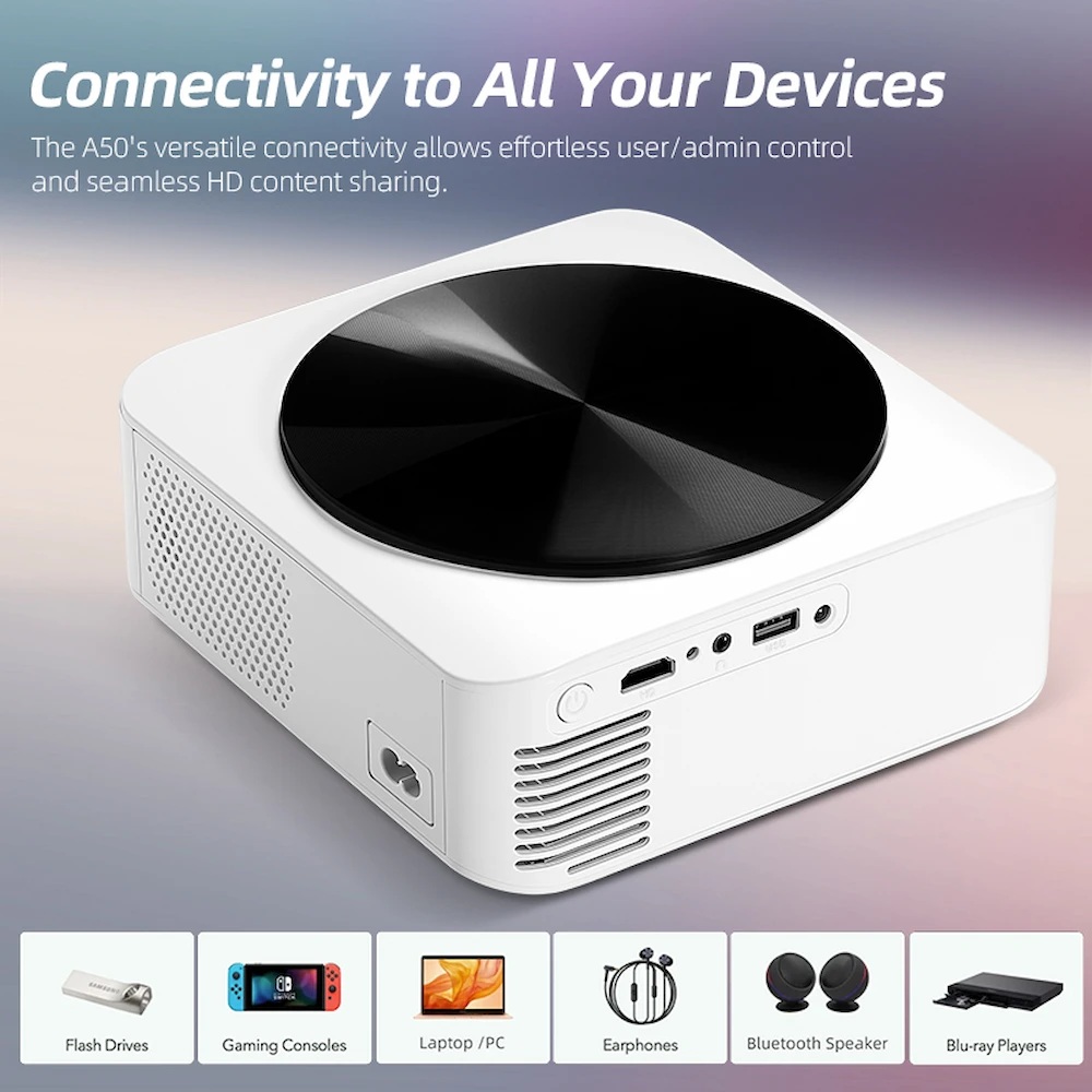 Picture of AUN A005 Android Projector LED 4K Decoding Portable Projector Video Full HD 1080P WIFI 3D MINI Home Theater Cinema (White)
