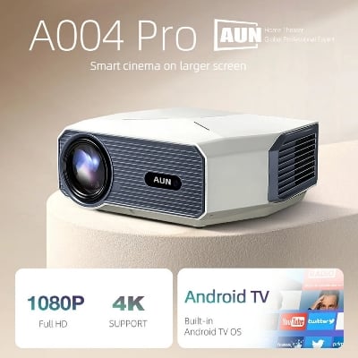 Picture of AUN A004 Pro Projector Portable Full HD Home Cinema 4K Movie Decode 1080P Video Projector Electric Focus (A004 Pro)