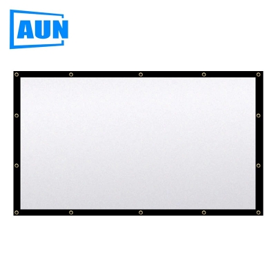 Picture of AUN Thicken Projector Screen 60/100/120/150 inch 16:9 Foldable Portable White cloth material for 4K Full HD Home theater (150 inch)