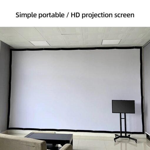Picture of AUN Thicken Projector Screen 60/100/120/150 inch 16:9 Foldable Portable White cloth material for 4K Full HD Home theater (60 inch)