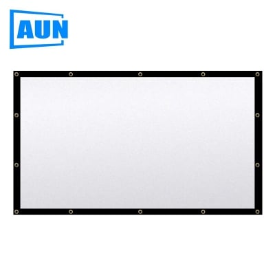 Picture of AUN Thicken Projector Screen 60/100/120/150 inch 16:9 Foldable Portable White cloth material for 4K Full HD Home theater (100 inch)
