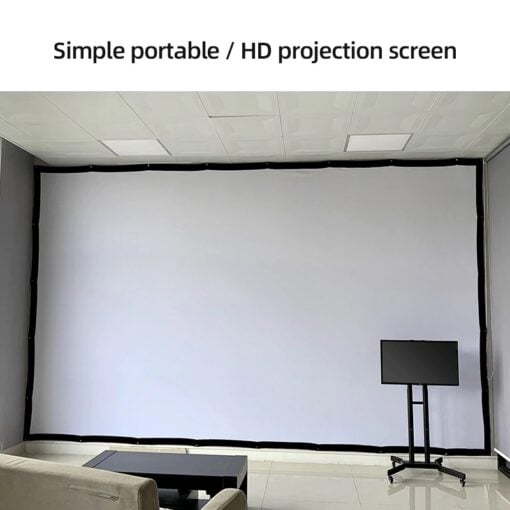Picture of AUN Thicken Projector Screen 60/100/120/150 inch 16:9 Foldable Portable White cloth material for 4K Full HD Home theater (100 inch)