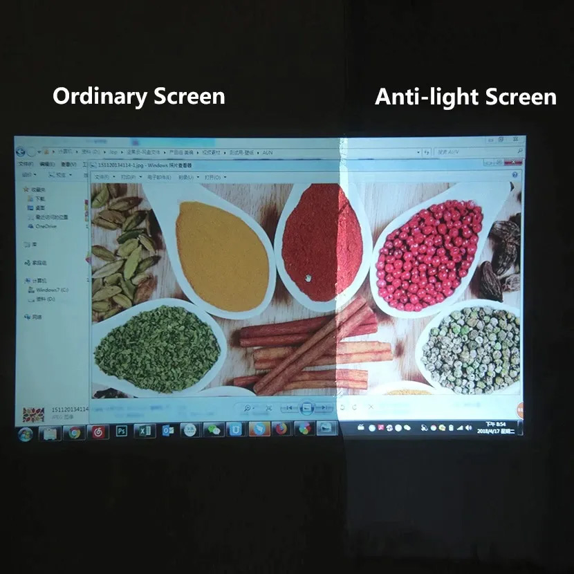 Picture of AUN 16:9 Anti-light Reflective Fabric 60/100/120 inch Screen for Home theater, ALR Screen for Projector (120 inch)