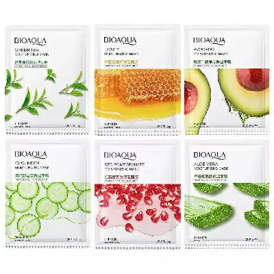 Picture of BIOAQUA 8 Pcs Set Different Flavours Moisturizing Hydrating Facial Face Sheet Mask- 25g Each