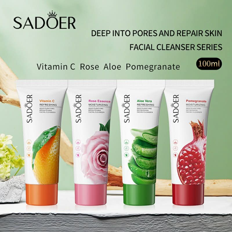 Picture of SADOER Vitamin C Facial Cleanser Rose Aloe Vera Face Wash Natural Moisturizing Deep Cleaning Skins For Women Skin Care Sensitive Skins- 100GM