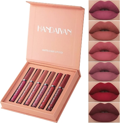 Picture of HANDAIYAN 6 Colors Long Lasting Velvet Lips Tint Liquid Lipsticks Waterproof Non-Stick Cup Lipgloss Gift Set (A)