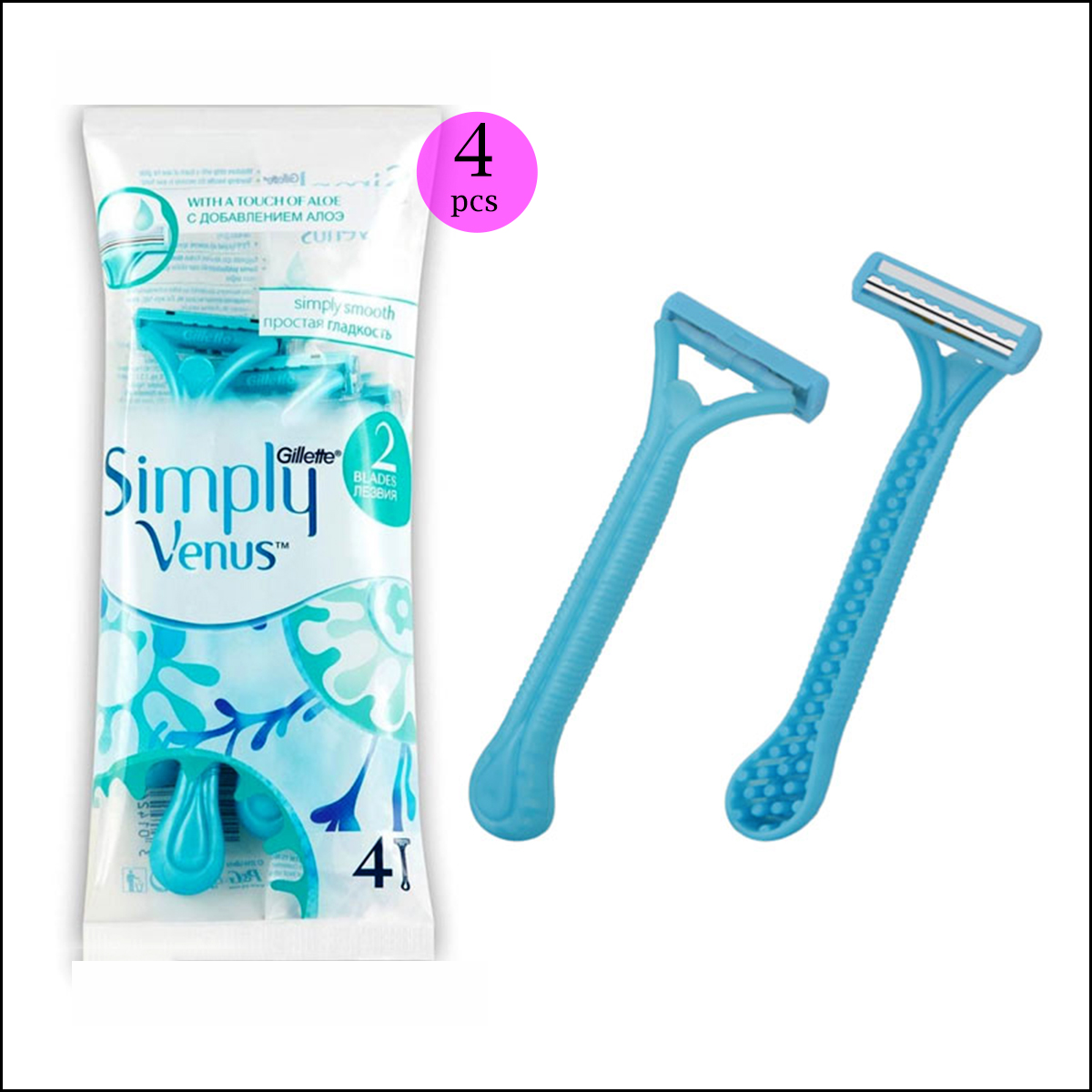 Picture of Hair Removal Razor - Simply Venus 2 Blade Razor - 1 Pack Containt 4 Razor (2 Baldes Razor)