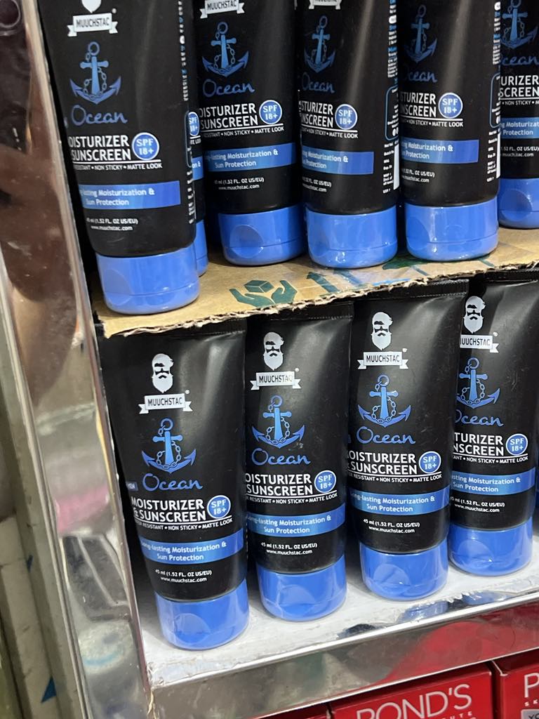 Picture of Muuchstac Mens Ocean Moisturizer & Sunscreen Matte Look Spf 18+ Cream With Turmeric & Aloe Vera Beads, Non-Sticky & Water Resistant 45 Ml - All
