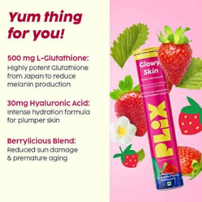 Picture of PLIX - THE PLANT FIX Glowy skin Glutathione Tablets with Vitamin C for Clear and Youthful Skin 15 Collagen Supplements 500mg L-Glutathione