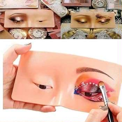 Picture of Practicing Makeup Silicone Face Eye Makeup Practice Board Pad for Make Up Face Eyelash Artists Lip Practice Tattoo Skin Color