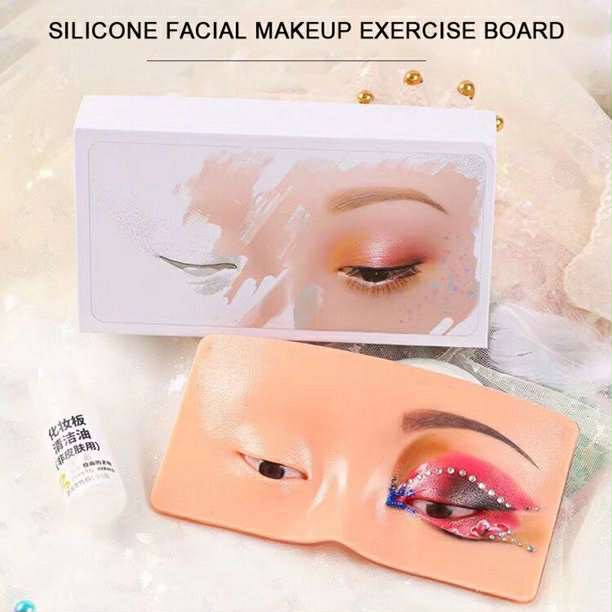 Picture of Practicing Makeup Silicone Face Eye Makeup Practice Board Pad for Make Up Face Eyelash Artists Lip Practice Tattoo Skin Color