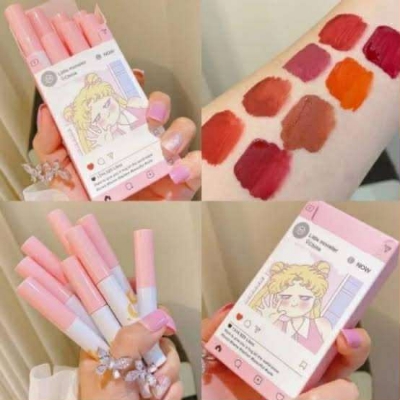 Picture of 8 Pcs/set of Cigarete tube lip glaze set matte white lipstick student gift Lipstick set- 8 color/set