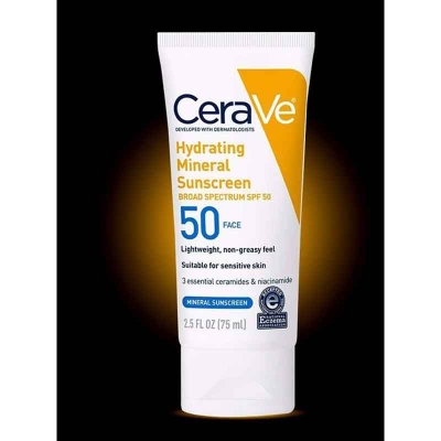 Picture of Cerave Hydrating Mineral Sunscreen SPF 50 Face for Senseitive Skin 75ml