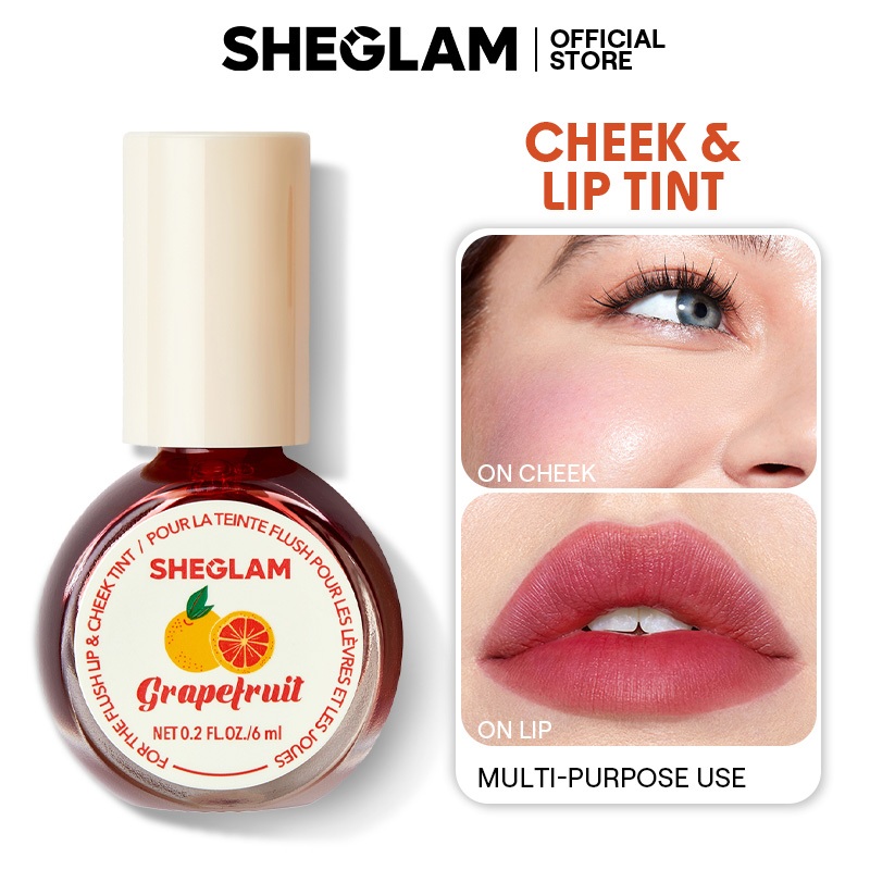 Picture of SHEGLAM For The Flush Lip & Cheek Tint-Fruit Punch Long-Lasting Matte Finish Lip Tint Easy-To-Use Lightweight Blush Moisturizing Lip Stain Liquid Lipstick Pink Liquid Lipstick