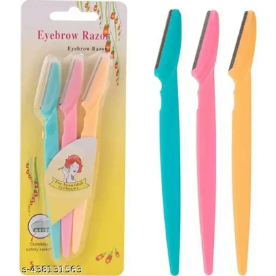 Picture of 3pcs Colorful Eyebrow Trimmer Face Hair Razors Women Eyebrow Shaver Hair Removal Makeup Tools