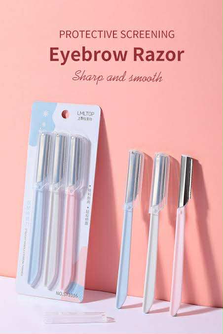 Picture of LMLTOP 3pcs Stainless Steel Eyebrow Razor Set High Quality Face Razors Eyebrow
