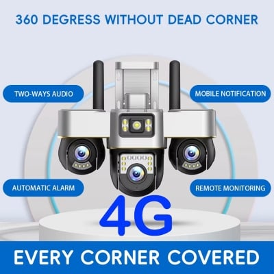 Picture of New 3 Lens 3 Display Advance PTZ 4G Outdoor Waterproof Camera 