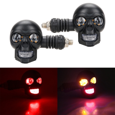Picture of 2PCS Motorcycle Stylish LED Dual Color Skull Shape Waterproof Indicator Light