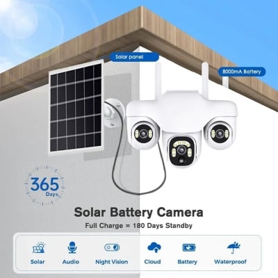Picture of New 3 Lens 3 Display (White) Advance Solar 4G Sim Waterproof Camera 