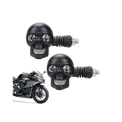 Picture of 4 PCS Dual Color Motorcycle Stylish Skull Shape Waterproof LED Indicator Light