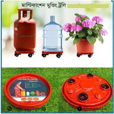 Picture of LPG Cylinder or Water jar or Flower Tub Trolly/ Caring and Easy Moving. - Red