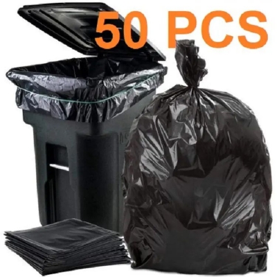 Picture of Black (30" X20") 50PCS Trash Bag / Poly Bag / Garbage Bag / Moyla Felar Bag / Polibag - Black
