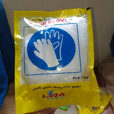 Picture of Pack Of 100 Polyethylene Embossed Gloves (Free size) - Clear,Int: One size