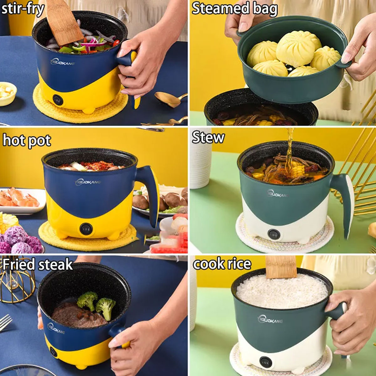 Picture of Mini Multi-Functional Double Layer Electric Cooking Pot - Multicolor