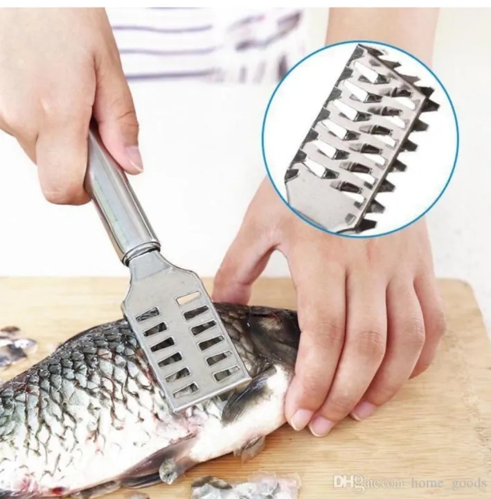 Picture of Fish Scale Scraper Brush/ Stainless Steel Fish Scaler Scales Skin Remover/ Removing Peeler - Silver