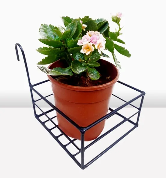 Picture of 1PC 8 Inch Square Planter Stand Flower Pot Stand For Balcony Living Room Outdoor Indoor Grill Rack - Black