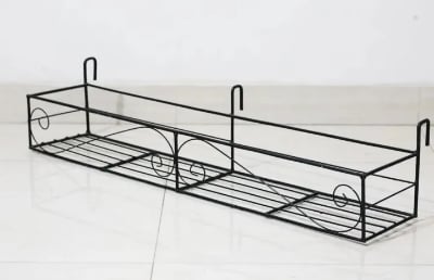 Picture of Metal Grill Rack Hanging Planter Pot - Black