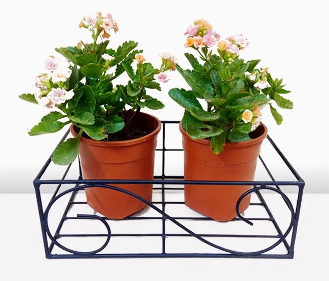 Picture of 1PC 12 Inch Square Planter Stand Flower Pot Stand For Balcony Living Room Outdoor Indoor Grill Rack - Black