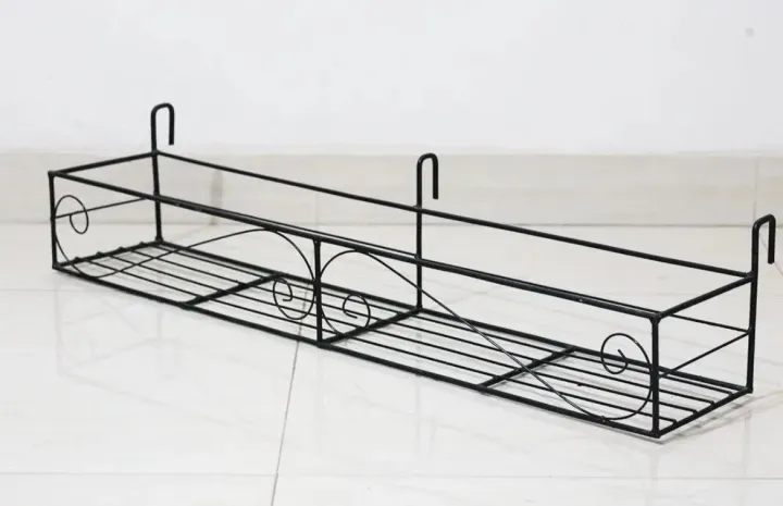 Picture of Metal Grill Rack Hanging Planter Pot - Black
