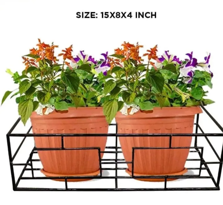 Picture of Metal Grill Rack Hanging Planter Pot - Black