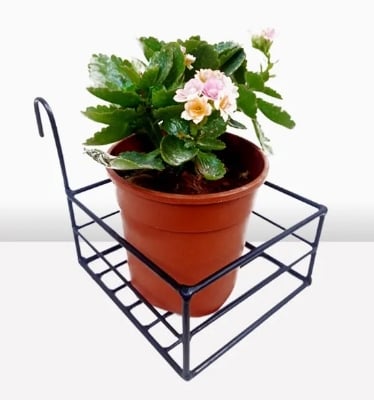 Picture of 1PC 6 Inch Square Planter Stand Flower Pot Stand For Balcony Living Room Outdoor Indoor Grill Rack - Black