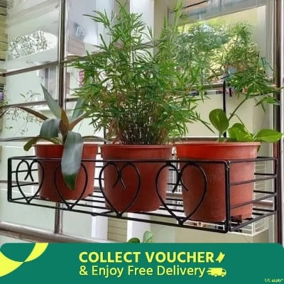 Picture of Metal Grill Rack Hanging Planter Pot 24x8x4 inches -1 Pcs. - Black