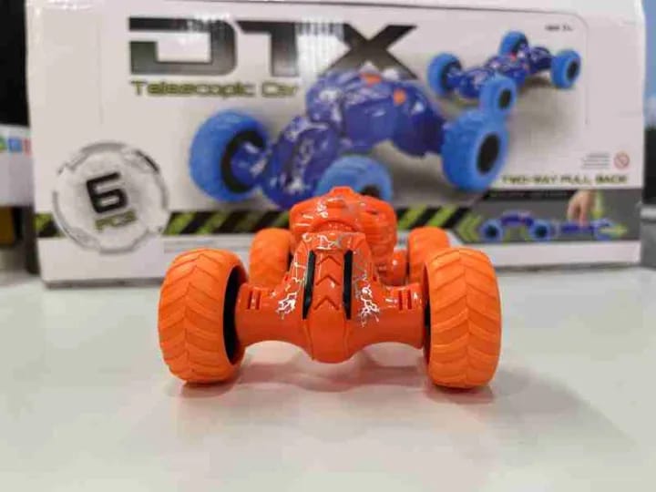 Picture of Telescopic double-sided pull-back toy cars are exciting and innovative toys designed for kids. - Orange