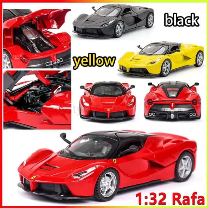 Picture of 1:32 Ferrari supercar, alloy die-casting car model, sound and light, door opening pull-back car toy, collection of birthday gifts - Multicolor