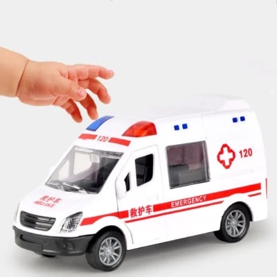 Picture of 120 ambulance, police car, toy car, doctor, children, simulated car model, large boy girl, engineering fire truck - White