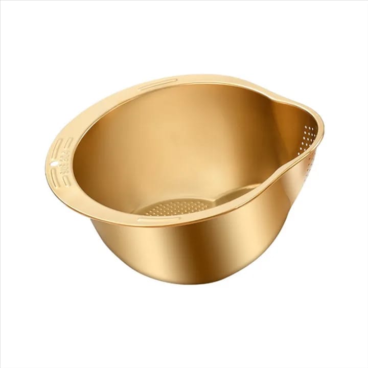 Picture of Rice Washer Strainer Bowl Stainless Steel Rice Washing Bowl A - Multicolor