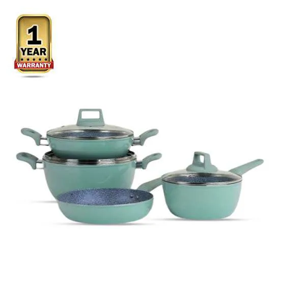 Picture of Kiam 7 Piece Ceramic Coating Granite Non Stick Cookware Set (Induction Bottom - Olive