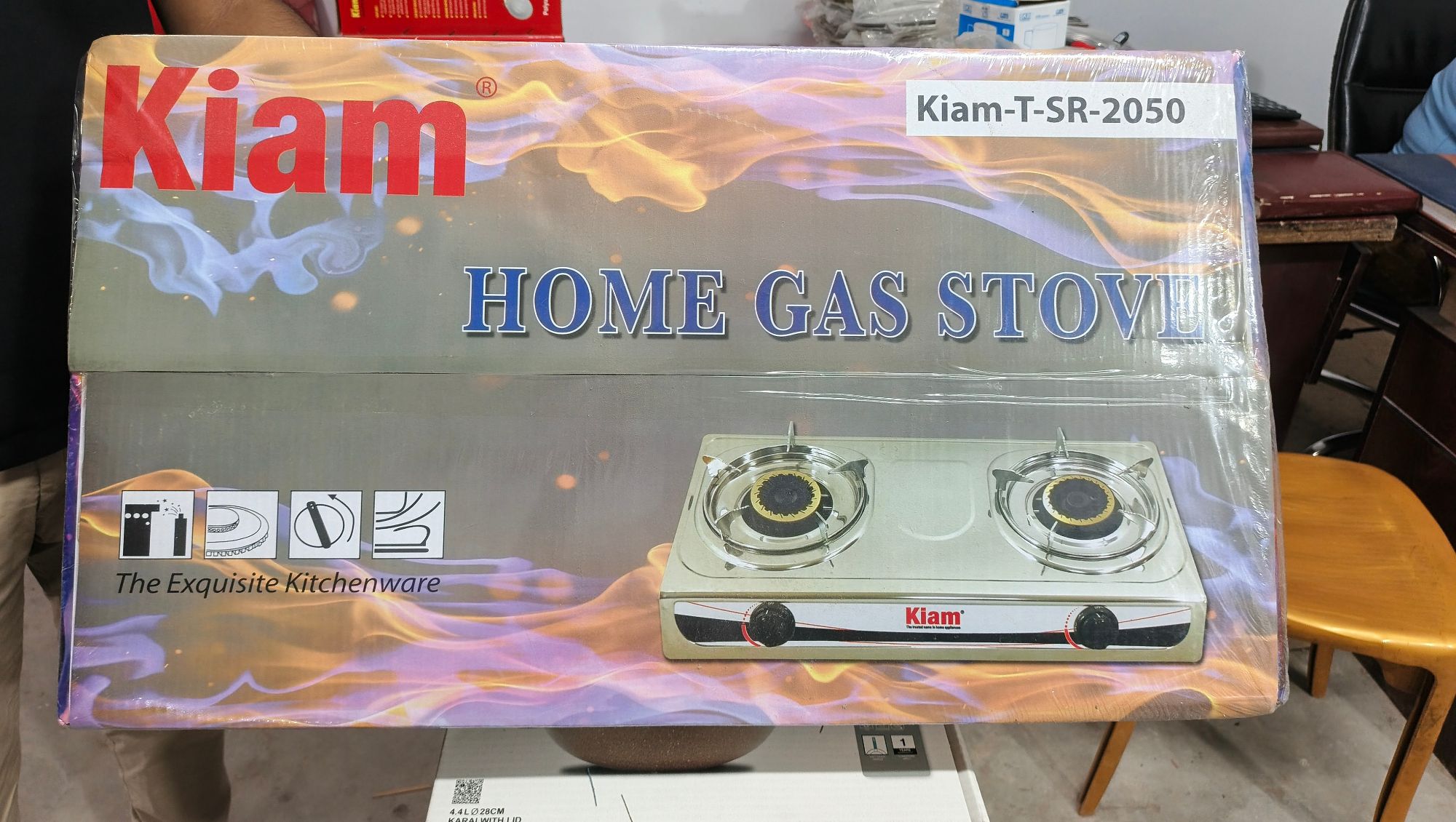 Picture of Kiam -T-SR-250 Home Gas Stove Stainless Steel (DOUBLE BURNER) LPG System.